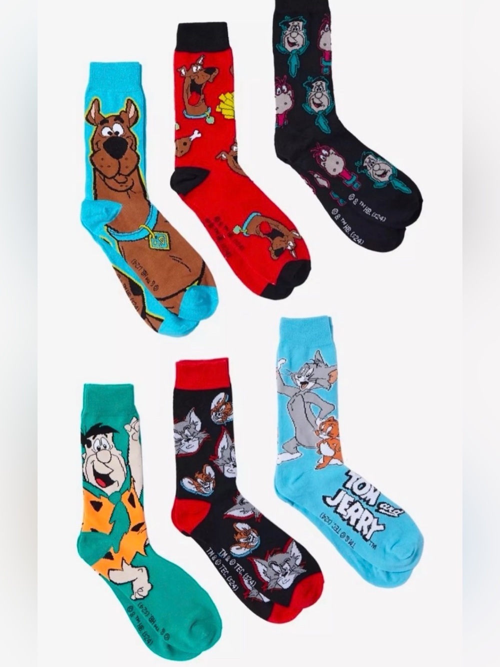 NWT Hanna-Barbera Character menโs crew socks set of 6